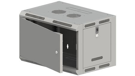 Szafa rack wisząca 19 cali 9U 600x500, niedzielona, drzwi metalowe, kolor szary FLAT PACK-72629