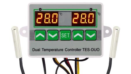 REGULATOR TEMPERATURY TERMOSTAT CYFROWY ALARM 2w1 PODWÓJNY 24V-27352