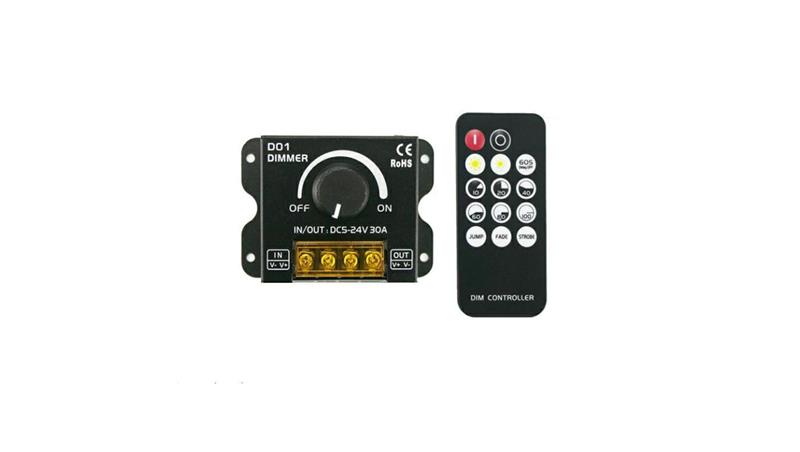 Ściemniacz led 30A 360W manualny + pilot 12V/24V czarny-27704