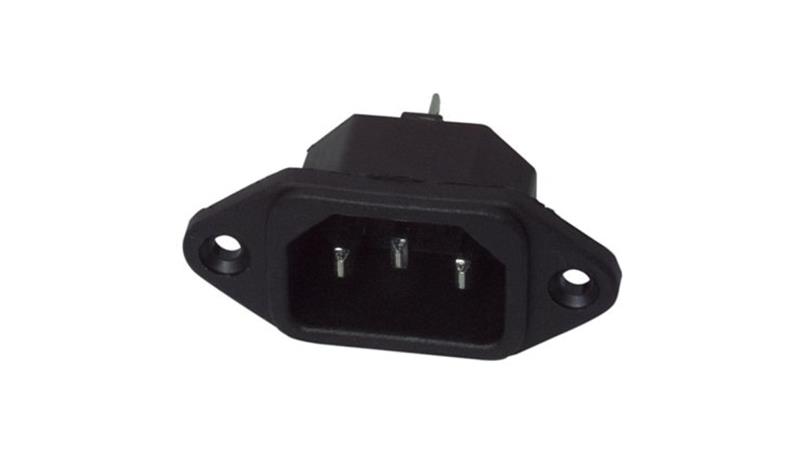 Gniazdo zasilające IEC320 C14 złącze komputerowe (męskie) 2P+Z 230V 10A montaż do obudowy-34180