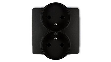 DECO Gniazdo podwójne Z/U do ramki czarny mat 12DGPR-2z-33547