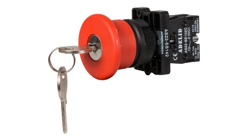 Przycisk sterowniczy bezpieczeństwa grzybek z kluczkiem GB2-ES142-3415