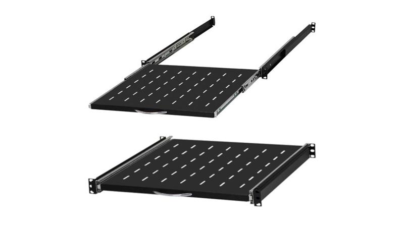 Półka wysuwana do szafy RACK 19 1U 450mm z uchwytem czarna-63525