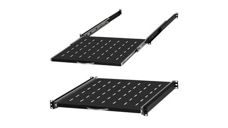 Półka wysuwana do szafy RACK 19 1U 450mm z uchwytem czarna-63525