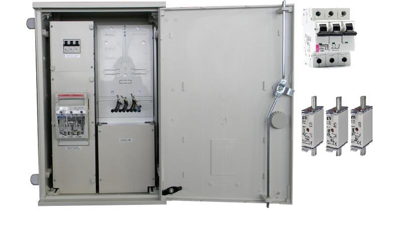 Rozdzielnica licznikowa, złącze pomiarowe TAURON na elewacje + listwa zaciskowa ZP40x60-1P3F-0_LZ-RB_0M-E-63377