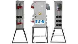 Rozdzielnica elektryczna budowlana na stojaku (8x2P+Z, 2x16A/5P, 2x32A/5P, 1x63A/5P) RB40x80-K160-01228Z-P0-66490