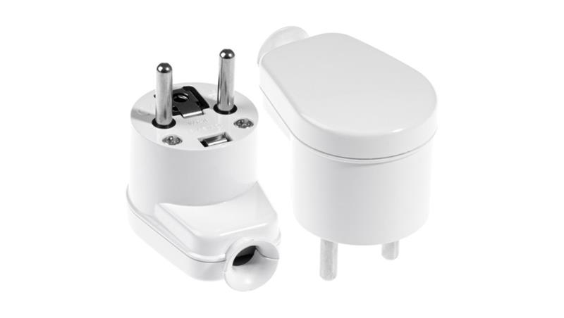 Wtyczka kątowa na kabel 2P+Z 16A biała-29012