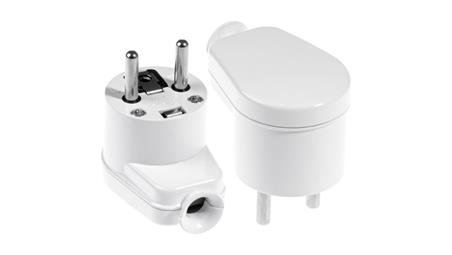 Wtyczka kątowa na kabel 2P+Z 16A biała-29012