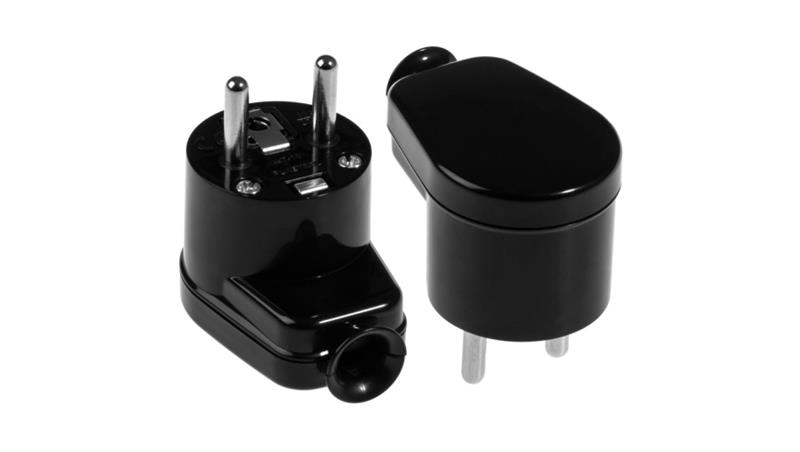 Wtyczka kątowa na kabel 2P+Z 16A czarna-29037