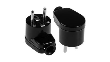 Wtyczka kątowa na kabel 2P+Z 16A czarna-29037
