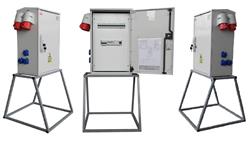 Rozdzielnica elektryczna budowlana na stojaku + licznik 3F (6x2P+Z, 2x16A/5P, 2x32A/5P) RB40x60-K63-00226Z-PL-66503