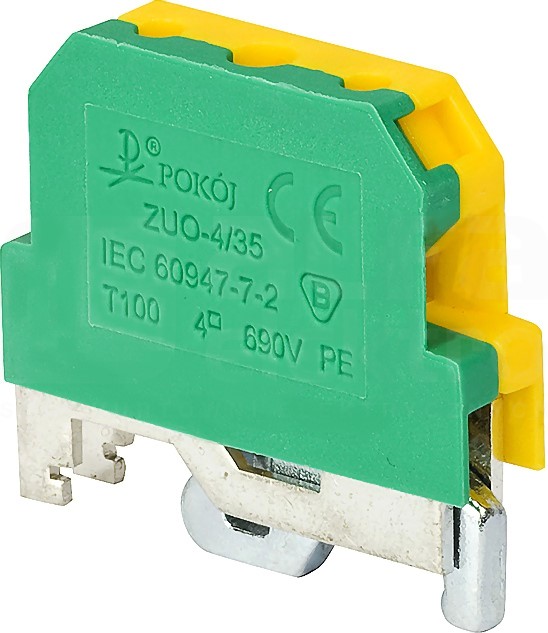 Złączka 1-torowa ochronna ZUO-4/35 żółto-zielony