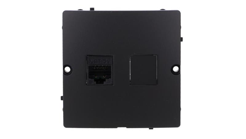 Simon Basic Gniazdo komputerowe RJ45 pojedyncze, kategoria 5e (moduł). Montaż gniazda na wkręty do puszki czarny BMF51.02/49-339