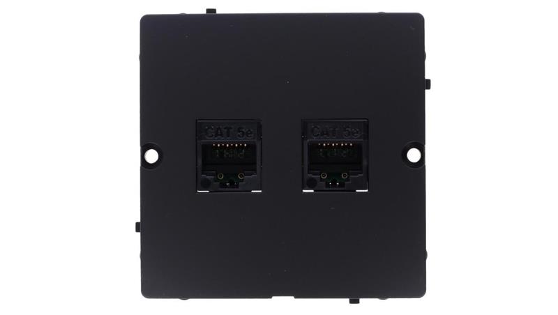 Simon Basic Gniazdo komputerowe RJ45 podwójne kategoria 5e (moduł). Montaż gniazda na wkręty do puszki czarny BMF52.02/49-34075 Simon Basic Gniazdo komputerowe RJ45 podwójne kategoria 5e (moduł). Montaż gniazda na wkręty do puszki czarny BMF52.02/49-34075