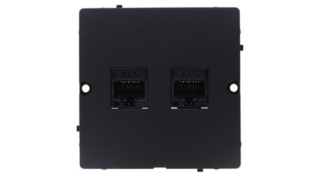 Simon Basic Gniazdo komputerowe RJ45 podwójne kategoria 5e (moduł). Montaż gniazda na wkręty do puszki czarny BMF52.02/49-34075
