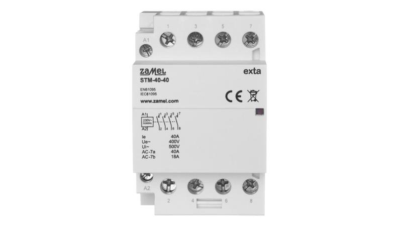 Stycznik modułowy instalacyjny 40A 4xZ 230V AC typ: STM-40-40 EXT10000296-24920 Stycznik modułowy instalacyjny 40A 4xZ 230V AC typ: STM-40-40 EXT10000296-24920