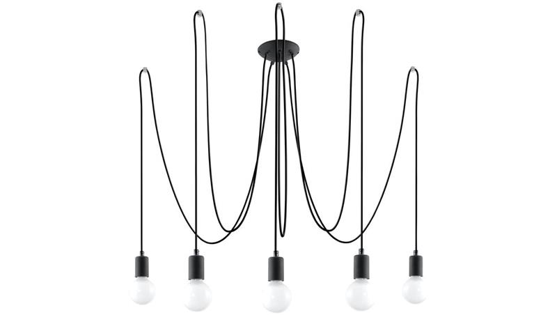 Żyrandol EDISON 5 Czarny SL.0371 SOLLUX-60725