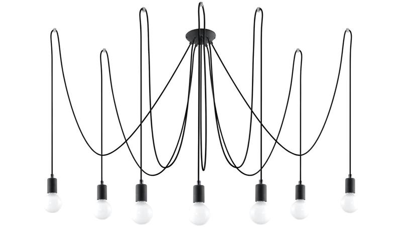 Żyrandol EDISON 7 Czarny SL.0372 SOLLUX-60727