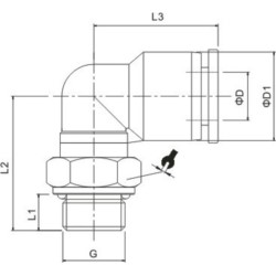 Złączka wtykowa kątowa G1/2z do węża 10, TS