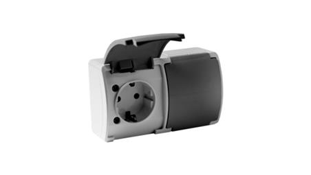Gniazdo podwójne schuko natynkowe IP44 popiel/grafit 182-08 DV 8394-40864