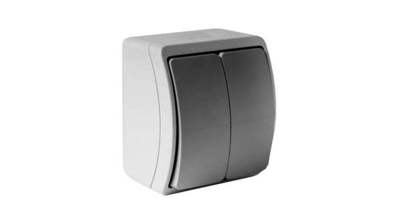 Łącznik świecznikowy podwójny natynkowy IP44 popiel/grafit 152-08 DV 8196-33555