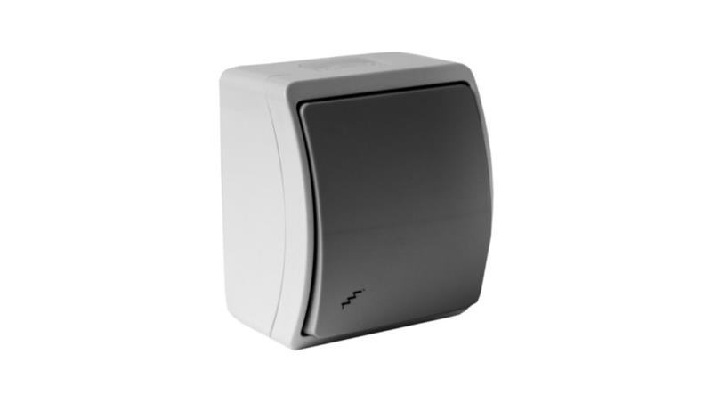 Łącznik schodowy natynkowy 10A 250V IP44 popiel/grafit 153-08 DV 8233-41862 Łącznik schodowy natynkowy 10A 250V IP44 popiel/grafit 153-08 DV 8233-41862