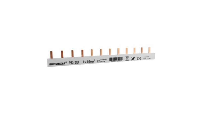 Szyna łączeniowa sztyftowa PS/SB obustronnie izolowana 1-fazowa 12-modułowa 16mm2 DV 9450-26724 Szyna łączeniowa sztyftowa PS/SB obustronnie izolowana 1-fazowa 12-modułowa 16mm2 DV 9450-26724