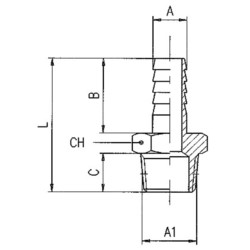 Złączka gwintowana prosta G3/8z do węża 12