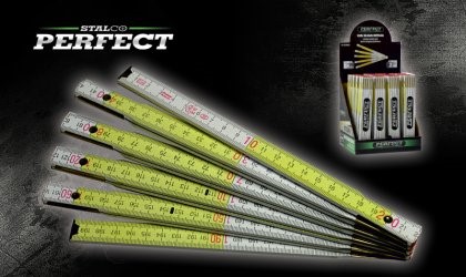 Miara składana drewniania 1m biało-żółta  PERFECT STALCO