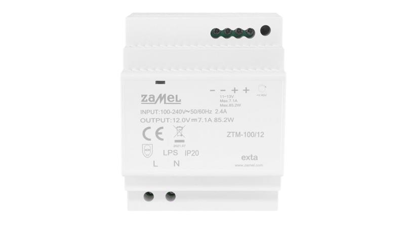 Zasilacz impulsowy montowany na szynie TH-35 (DIN) 100W 12V DC typ: ZTM-100/12 EXT10000285-9283