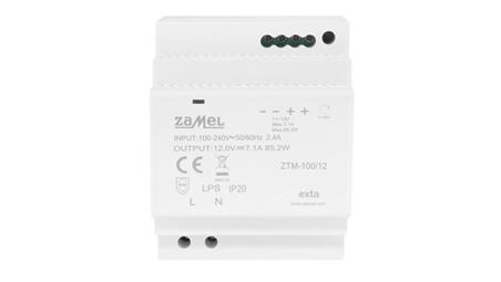 Zasilacz impulsowy montowany na szynie TH-35 (DIN) 100W 12V DC typ: ZTM-100/12 EXT10000285-9283