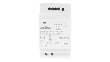 Zasilacz impulsowy montowany na szynie TH-35 (DIN) 60W 24V DC typ: ZTM-60/24 EXT10000284-9281