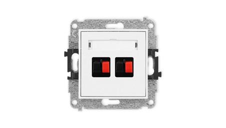 MINI Mechanizm gniazda głośnikowego podwójnego biały mat 25MGG-2-28870