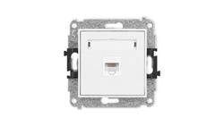 MINI Mechanizm gniazda komputerowego pojedynczego 1xRJ45, kat. 5e, 8-stykowy biały mat 25MGK-1-34026