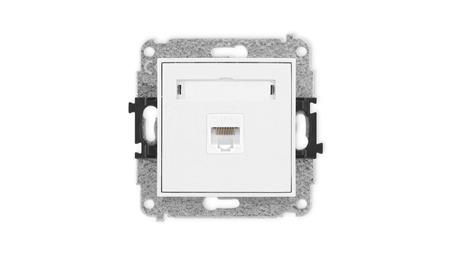 MINI Mechanizm gniazda komputerowego pojedynczego 1xRJ45, kat. 5e, 8-stykowy biały mat 25MGK-1-34026