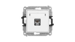 MINI Mechanizm gniazda komputerowego pojedynczego 1xRJ45, kat. 5e, ekranowane, 8-stykowy biały mat 25MGK-1e-35294