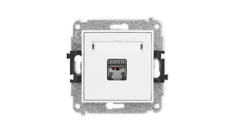 MINI Mechanizm gniazda komputerowego pojedynczego 1xRJ45, kat. 5e, ekranowane, 8-stykowy biały mat 25MGK-1e-35294