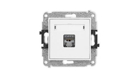 MINI Mechanizm gniazda komputerowego pojedynczego 1xRJ45, kat. 5e, ekranowane, 8-stykowy biały mat 25MGK-1e-35294