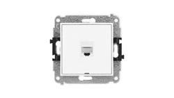 MINI Mechanizm gniazda komputerowego pojedynczego 1xRJ45, kat. 6, 8-stykowy, bez pola opisowego biały mat 25MGKBO-3-34181