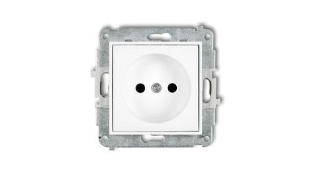 MINI Mechanizm gniazda pojedynczego bez uziemienia 2P (przesłony torów prądowych) biały mat 25MGP-1p-44749