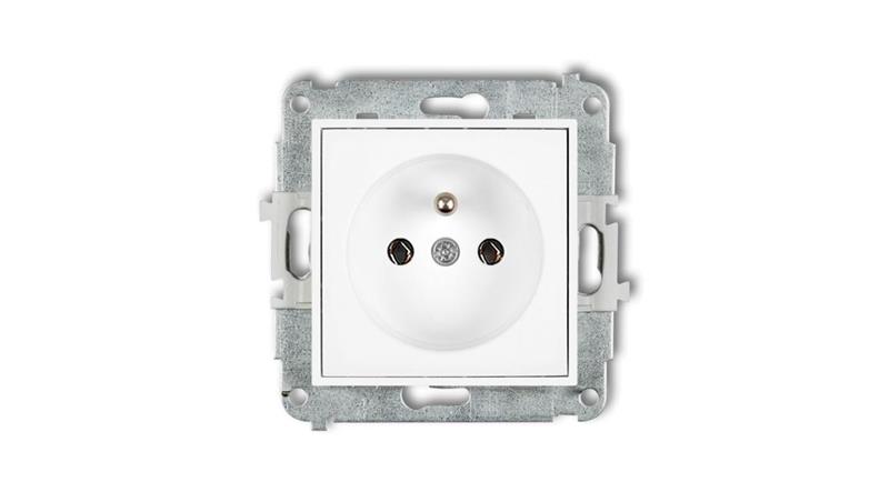 MINI Mechanizm gniazda pojedynczego z uziemieniem 2P+Z (bez przesłon torów prądowych) biały mat 25MGP-1z-43313 MINI Mechanizm gniazda pojedynczego z uziemieniem 2P+Z (bez przesłon torów prądowych) biały mat 25MGP-1z-43313