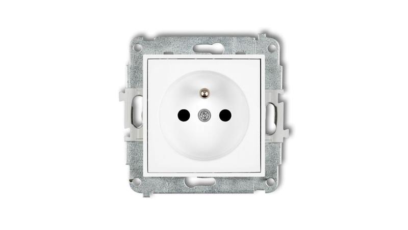 MINI Mechanizm gniazda pojedynczego z uziemieniem 2P+Z (przesłony torów prądowych) biały mat 25MGP-1zp-43029
