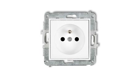 MINI Mechanizm gniazda pojedynczego z uziemieniem 2P+Z (przesłony torów prądowych) biały mat 25MGP-1zp-43029