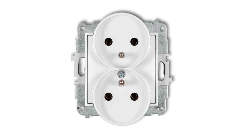 MINI Mechanizm gniazda podwójnego do ramki z uziemieniem 2x(2P+Z) (bez przesłon torów prądowych) biały mat 25MGPR-2z-43314 MINI Mechanizm gniazda podwójnego do ramki z uziemieniem 2x(2P+Z) (bez przesłon torów prądowych) biały mat 25MGPR-2z-43314