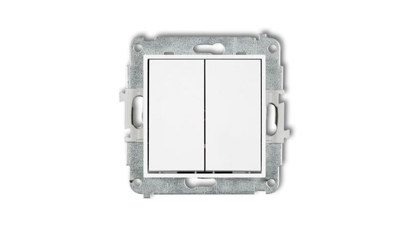 MINI Mechanizm łącznika zwiernego, świecznikowego (dwa klawisze bez piktogramów, wspólne zasilanie) biały mat 25MWP-44.1-33237