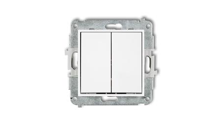 MINI Mechanizm łącznika zwiernego, świecznikowego (dwa klawisze bez piktogramów, wspólne zasilanie) biały mat 25MWP-44.1-33237