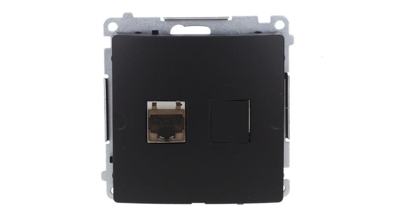 Simon Basic Gniazdo komputerowe RJ45, kat. 6, pojedyncze ekranowane z przesłoną przeciwkurzową (moduł). czarny BM61E.01/49-34260