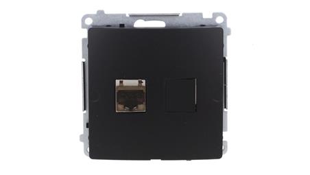 Simon Basic Gniazdo komputerowe RJ45, kat. 6, pojedyncze ekranowane z przesłoną przeciwkurzową (moduł). czarny BM61E.01/49-34260