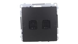 Simon Basic Gniazdo komputerowe RJ45, kat 6, podwójne z przesłoną przeciwkurzową (moduł) czarny BM62.01/49-34048