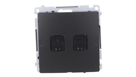 Simon Basic Gniazdo komputerowe RJ45, kat 6, podwójne z przesłoną przeciwkurzową (moduł) czarny BM62.01/49-34048